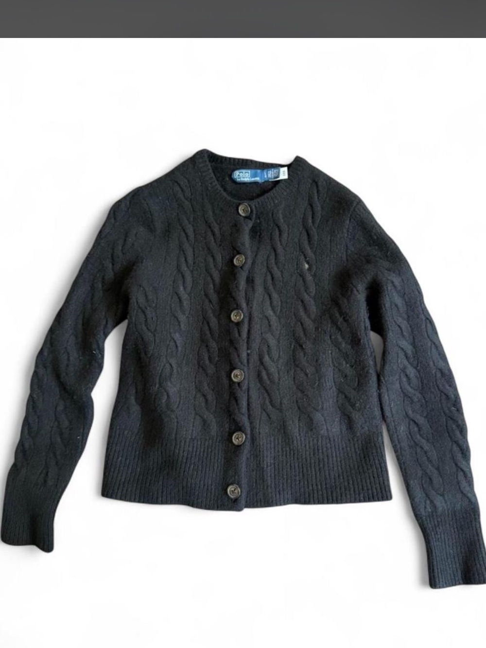 Ralph Lauren Cable Knit Button-Front Women’s Sweater Cardigan - Black